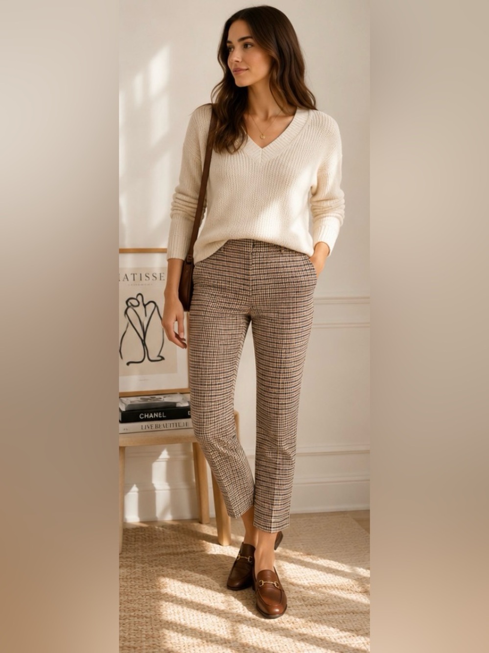 L’AGENCE Houndstooth Cropped Ankle Pants Size 2
